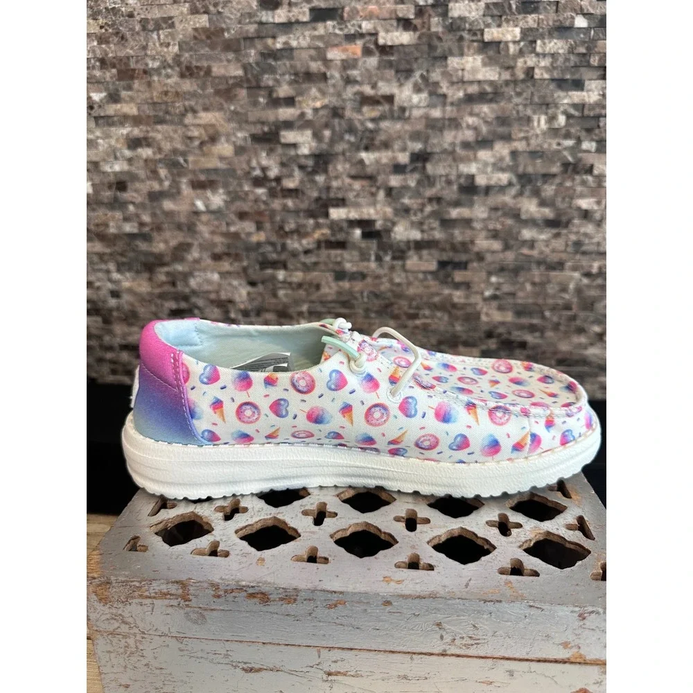 Hey Dude Wendy Youth Sweet Treats Multi Color Slip On Loafers Size YT4 42725-9DH